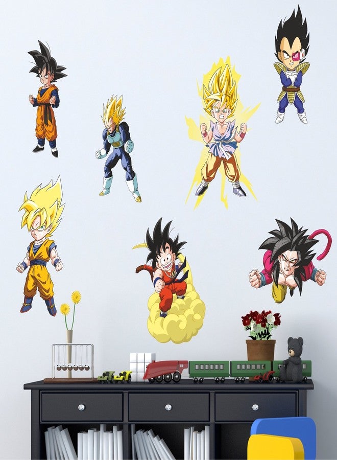 Wall Attraction ملصقات جدارية جذابة لشخصية سوبر سايان غوكو من دراغون بول زد لغرفة المعيشة وغرفة النوم والمكتب (فينيل PVC، 60 سم × 63 سم، متعدد الألوان) - Image 1
